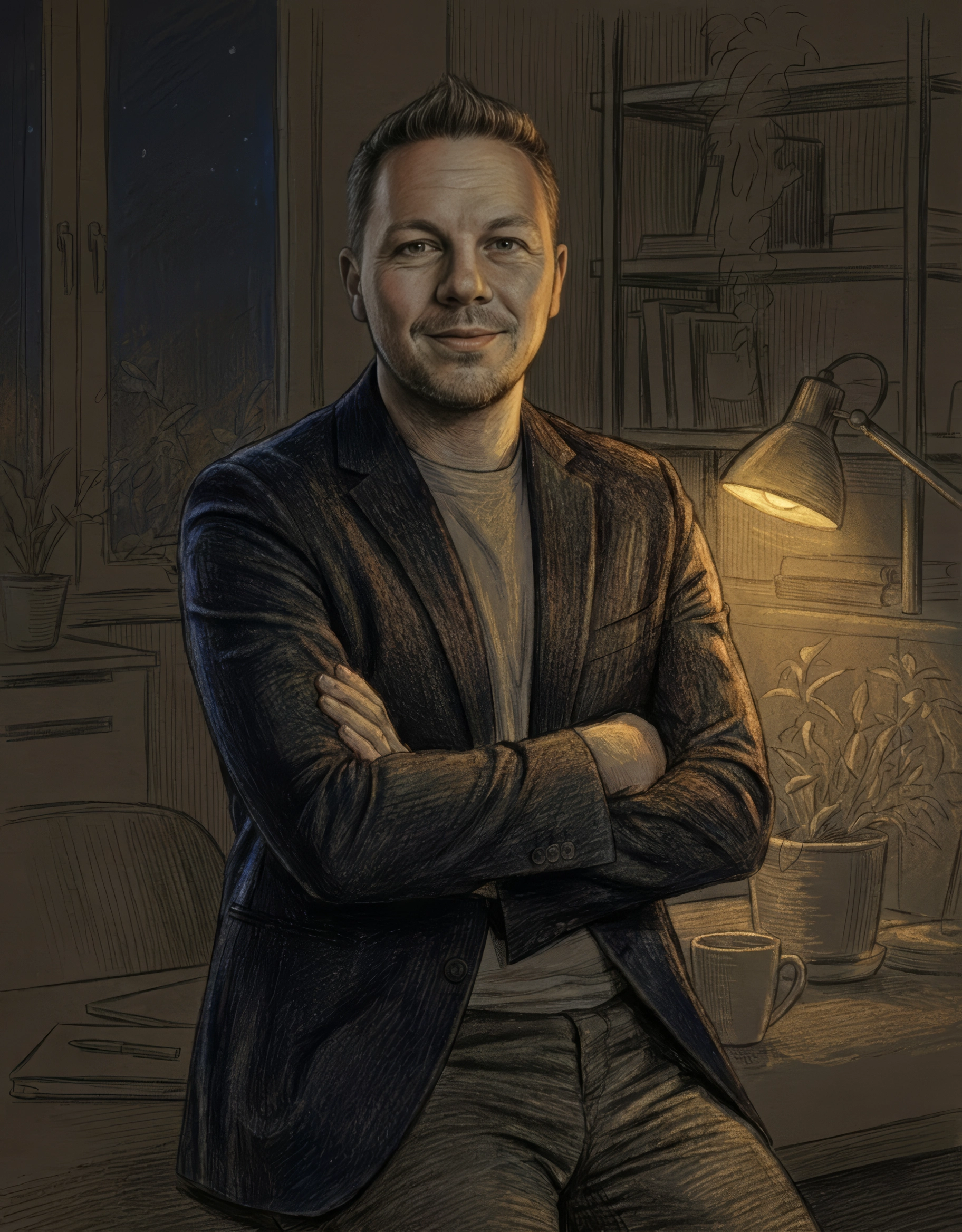 Portrait d’Adrien, fondateur d’OPUS — version nuit